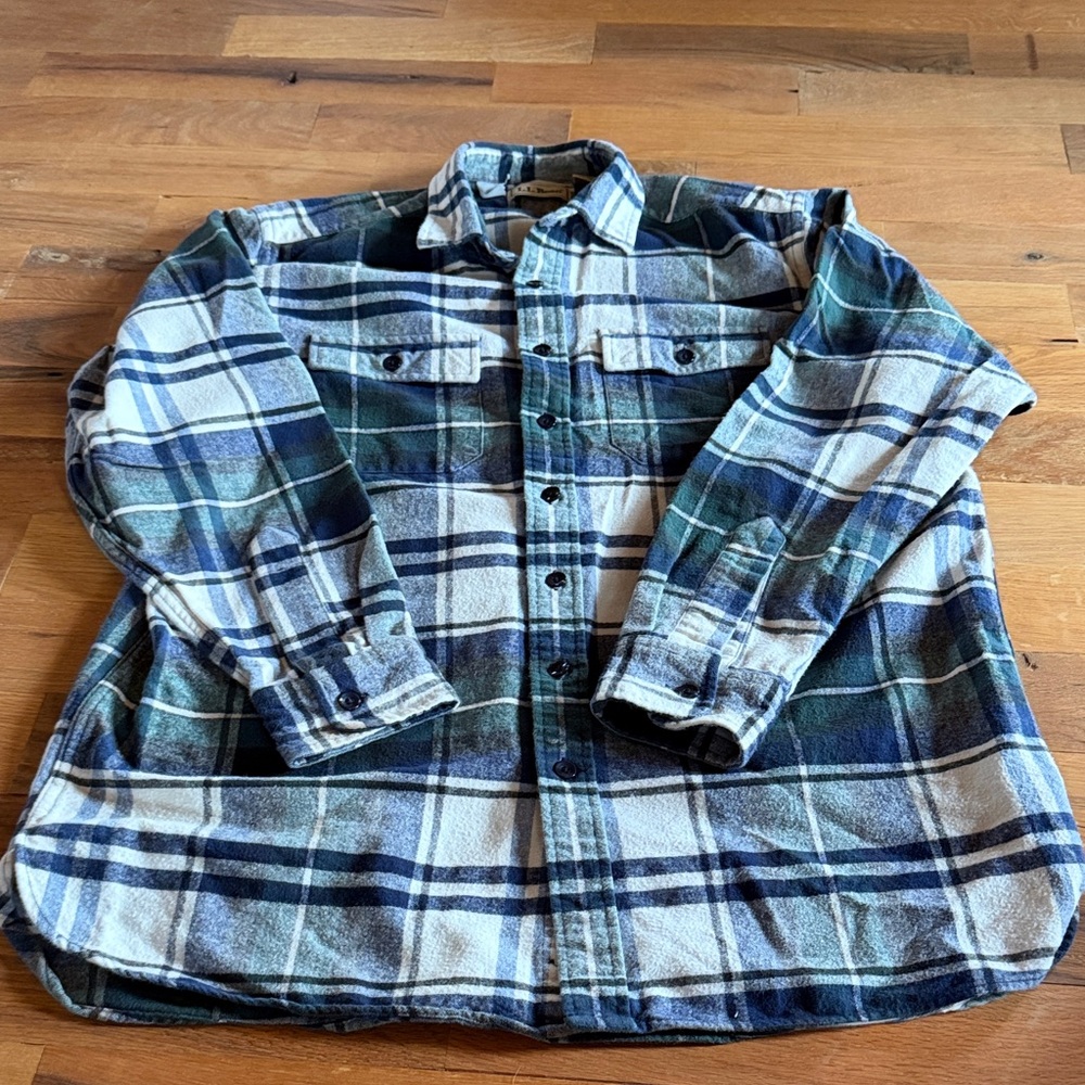 Vintage L.L. Bean Blue Plaid Cotton Shirt